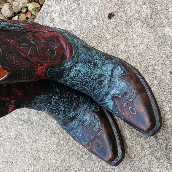 Lucchese Stonewashed Goat Cowgirl Boot Robins Egg N9320 sz 9 - Picture 16 of 16